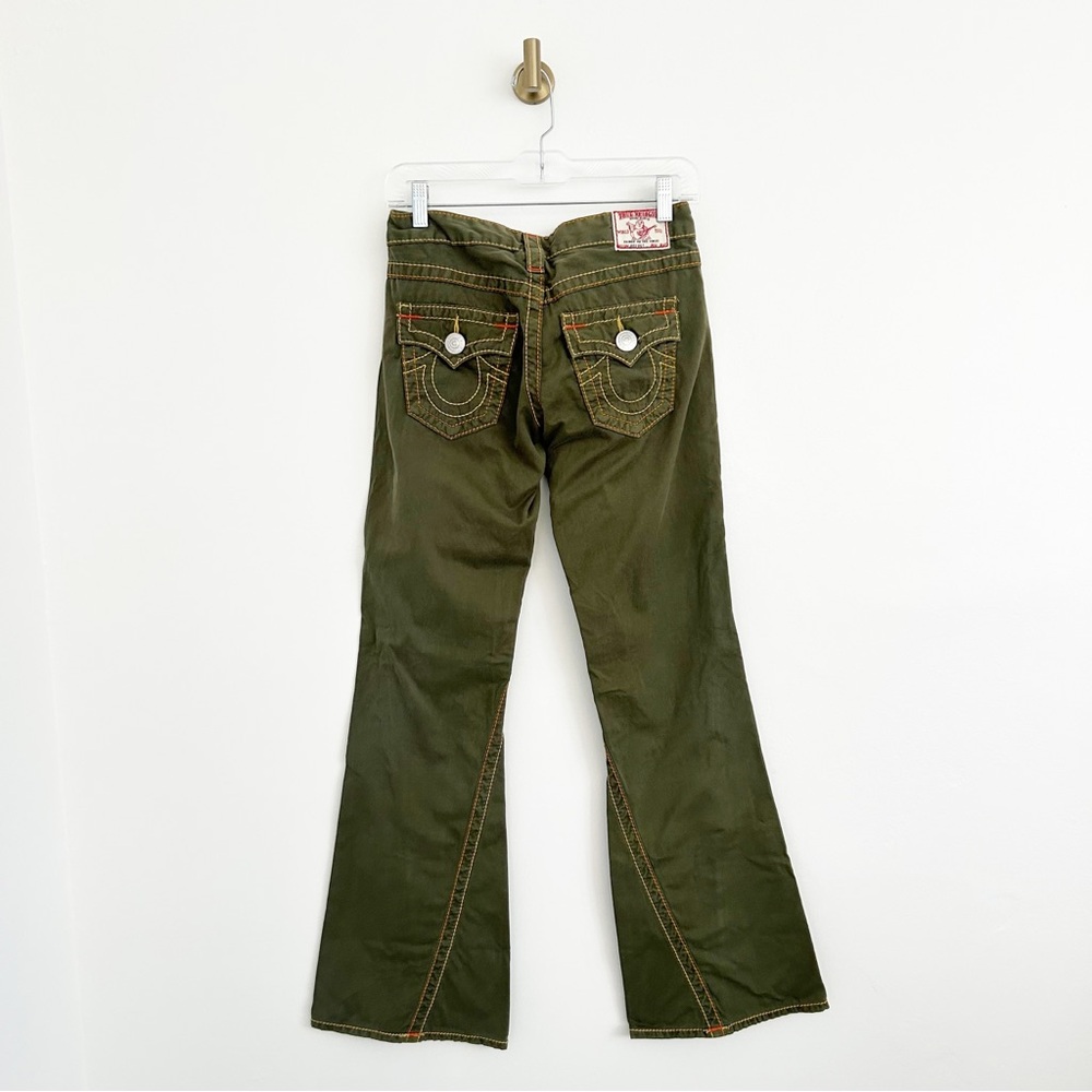 Vintage Y2K True Religion Green Low Rise Bootcut Cotton Pants Size 26 - Picture 7 of 10
